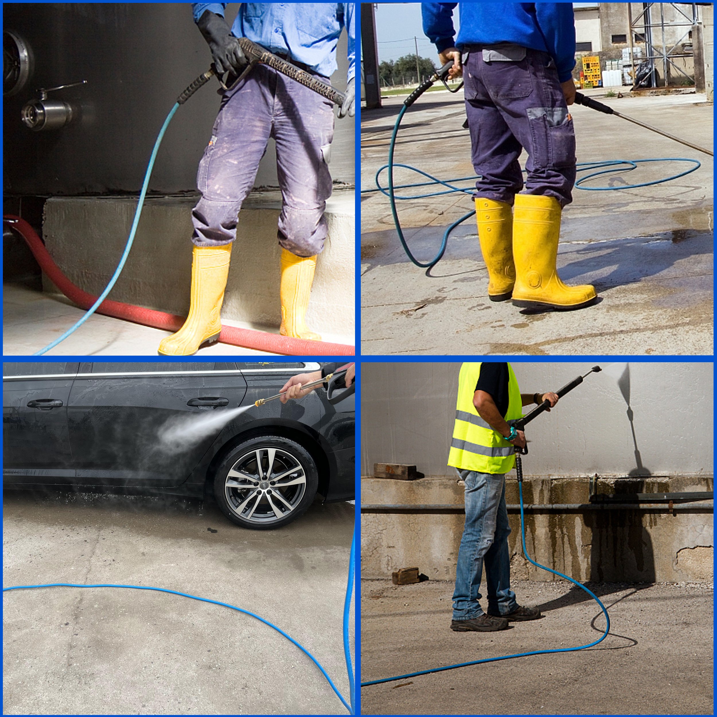 Wear Resistant Flexible Blue Pressure Washer Hose 1/4" X 50 FT High Pressure Washer Extension Hose