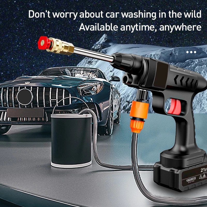 Electric Car Washer Wireless Car Washer 24V High Pressure Car Wash Water Gun Portable High Pressure Washer Adjustable Nozzle