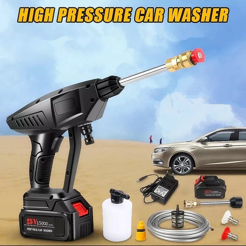 Electric Car Washer Wireless Car Washer 24V High Pressure Car Wash Water Gun Portable High Pressure Washer Adjustable Nozzle
