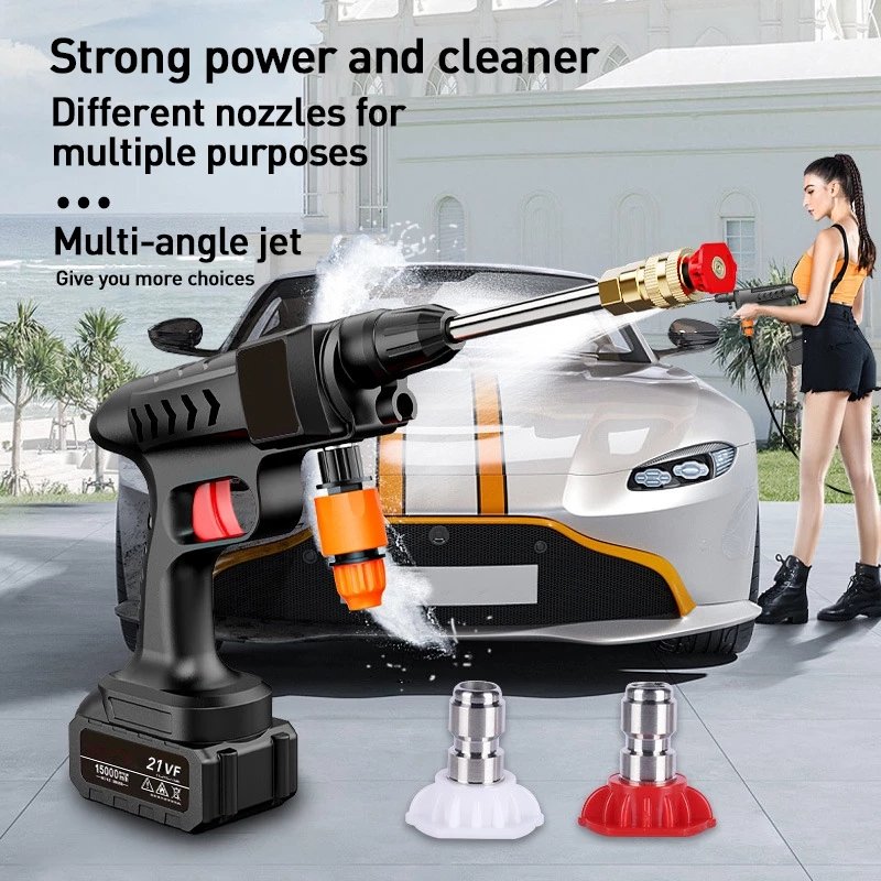 Electric Car Washer Wireless Car Washer 24V High Pressure Car Wash Water Gun Portable High Pressure Washer Adjustable Nozzle