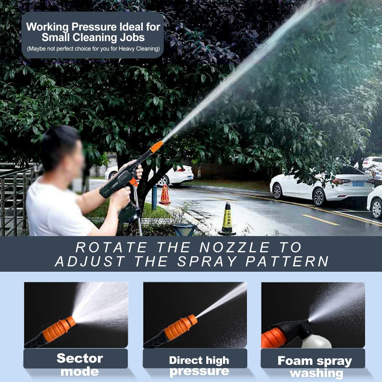 Tegatok 20V 3000mah Cordless Electric High Pressure Washer Car Gun Portable Cleaner