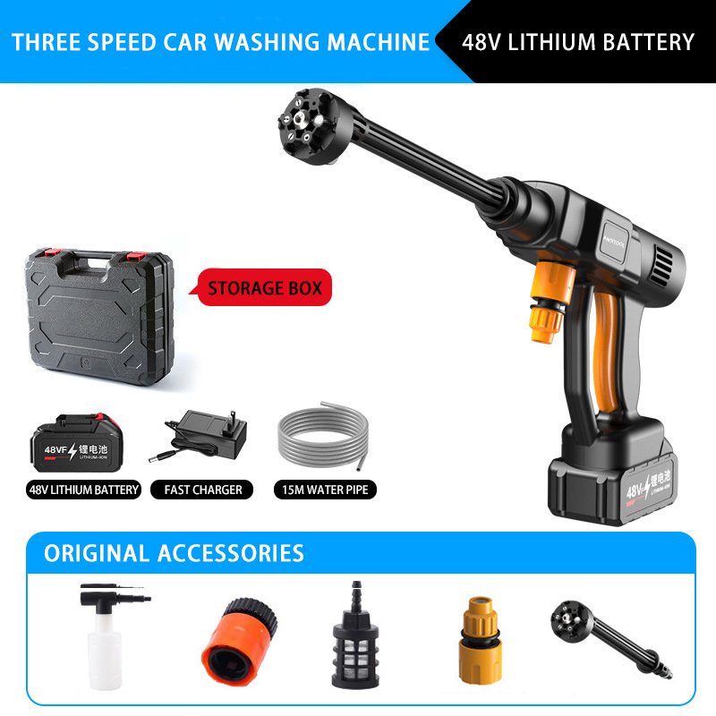 Electric Car Washer Gun With 24V Battery Power Cleaner with 5-in-1 Adjustable Nozzle and High Pressure wash gun