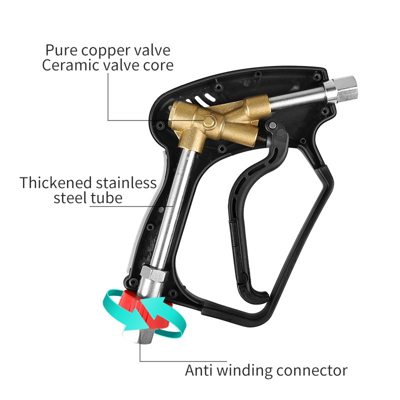 SPS 5000PSI 350BAR Solid Brass High Pressure Washer Gun Car Wash Water Gun Industrial Cleaning Machine Trigger Swivel Fitting
