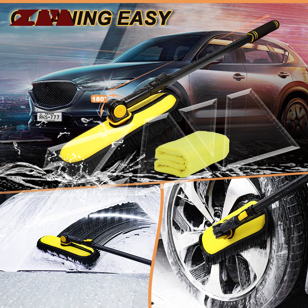 Chenille Microfiber Car Washing Mop Custom LOGO With Long Handle Car Wash Brush Extended Handle
