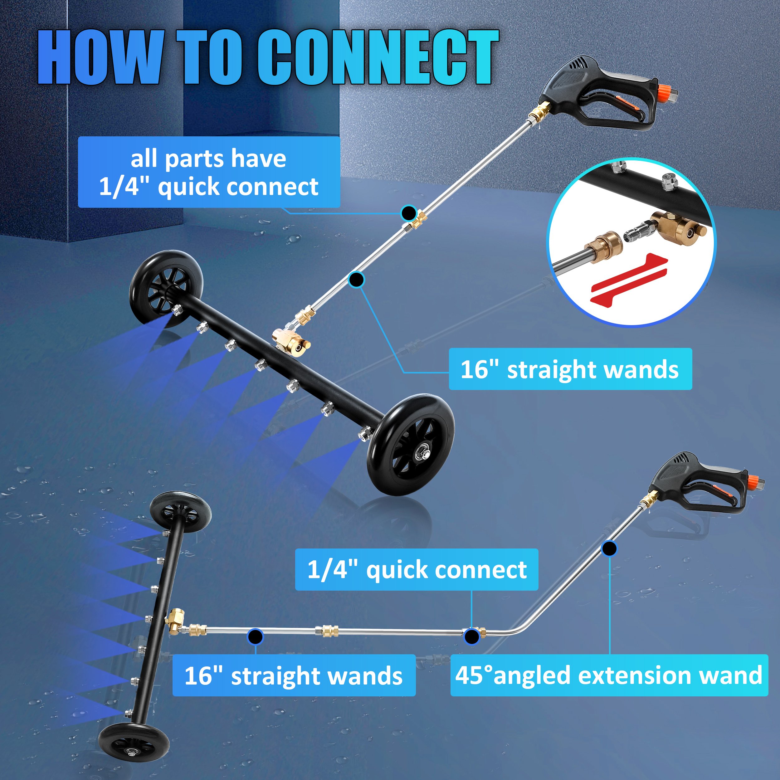 Undercarriage Cleaner 24 Inch Under Car Washer Pressure Washer Surface Cleaner Attachment Chassis Cleaner