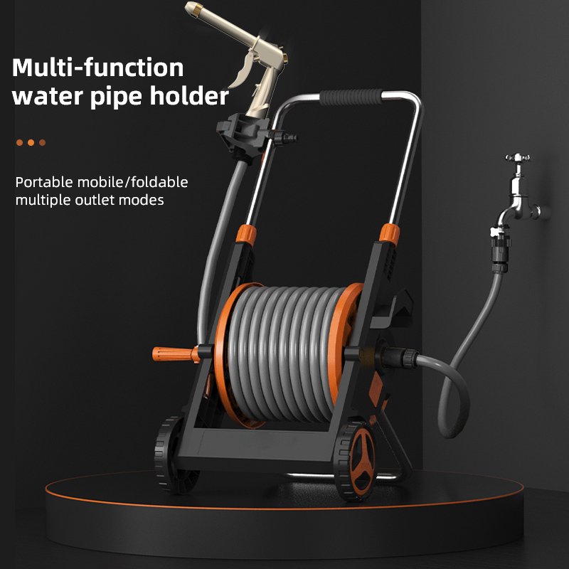 High Pressure Car Washer With Spray Gun With Folding Water Pipe Truck Expandable 45M Storage Handle Garden Water Hose Reel Cart