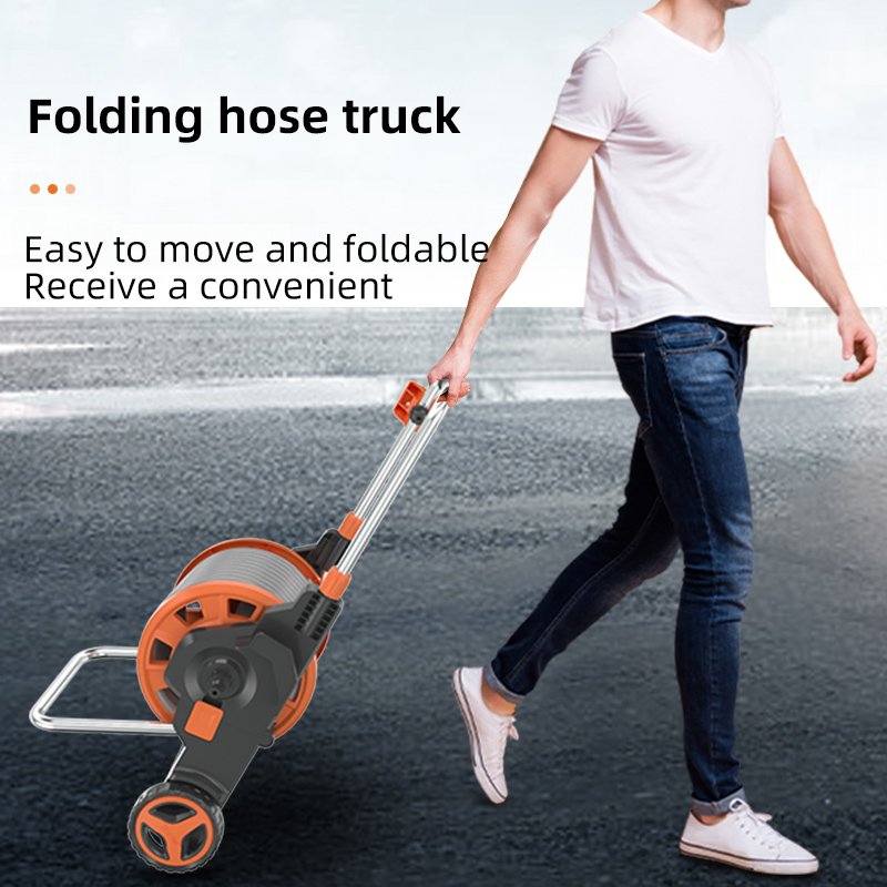 High Pressure Car Washer With Spray Gun With Folding Water Pipe Truck Expandable 45M Storage Handle Garden Water Hose Reel Cart