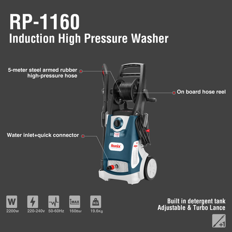 2200w High Pressure Car washer Ronix RP-1160 160BAR Cleaner with Induction Motor 80,high pressure car washer