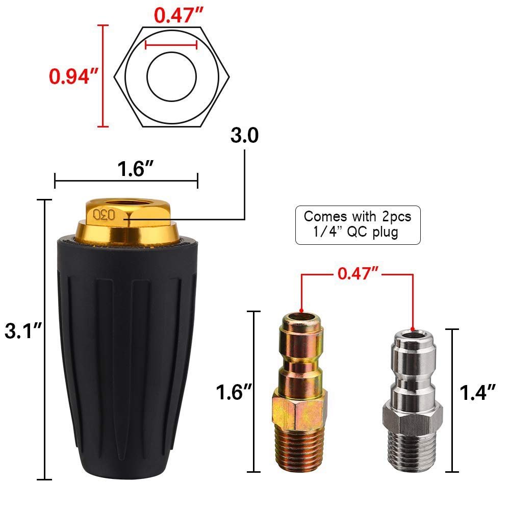 Pressure Washer Accessory Multifunctional Universal 1/4" Quick Connect Plug Rotating Turbo Nozzle