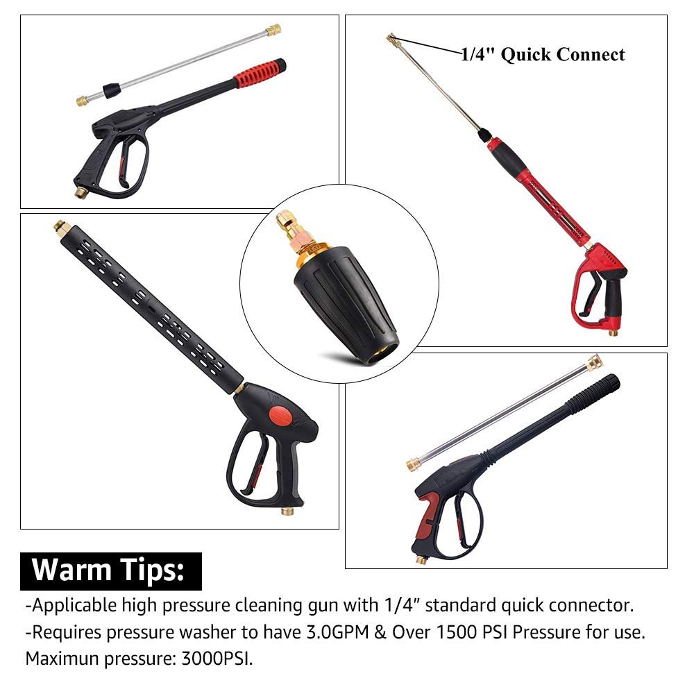 Pressure Washer Accessory Multifunctional Universal 1/4" Quick Connect Plug Rotating Turbo Nozzle