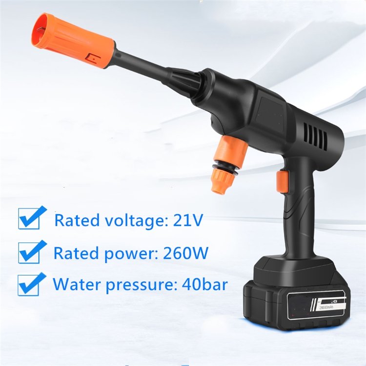 ABS Shell Engineering Plastic Water Trap Spray Gun 21V Car Wash Auto Device 260W Commercial Car Washer Machine