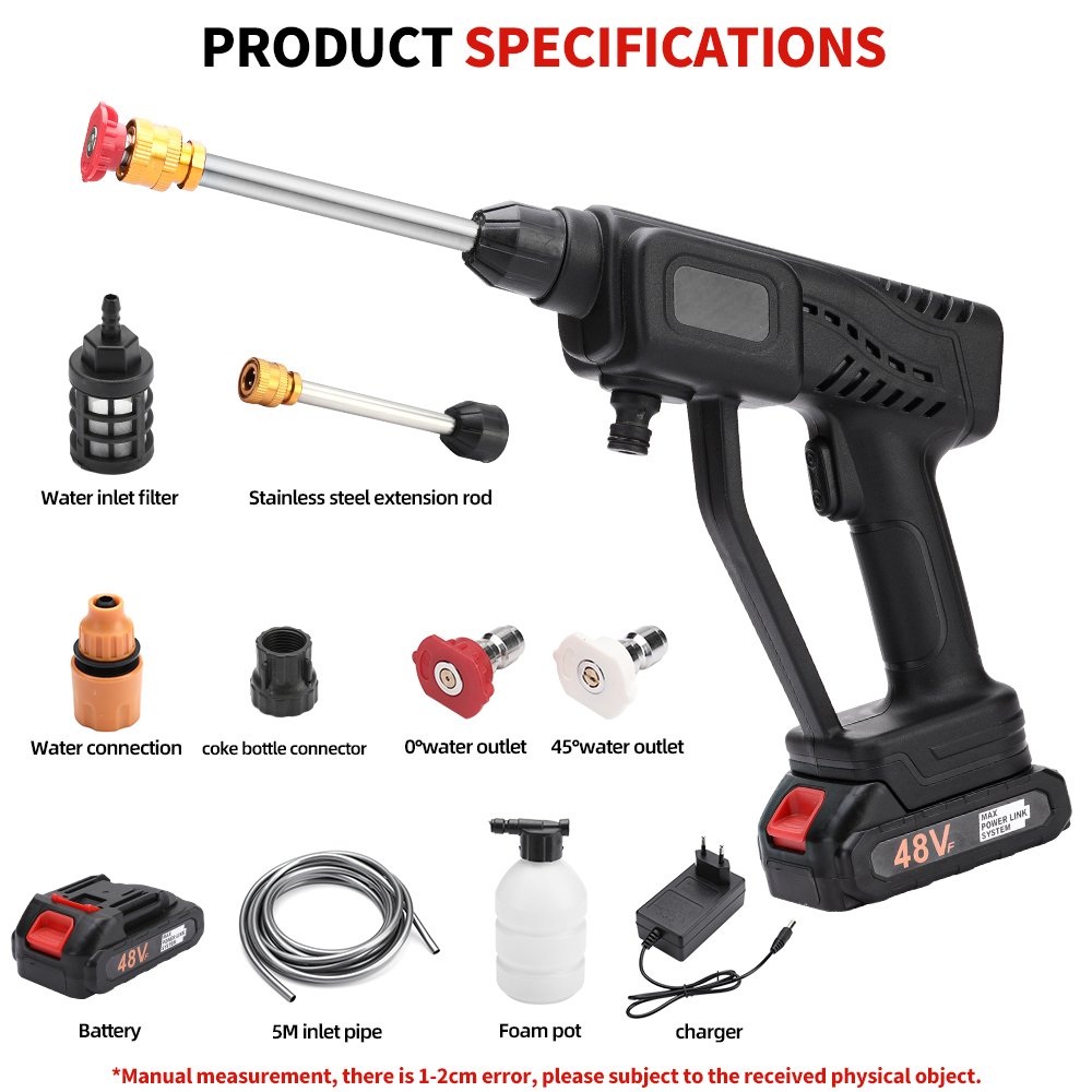 Upgrade 48v Cordless Car Washer Kit Power Washers with Battery Including Car Wash Gun