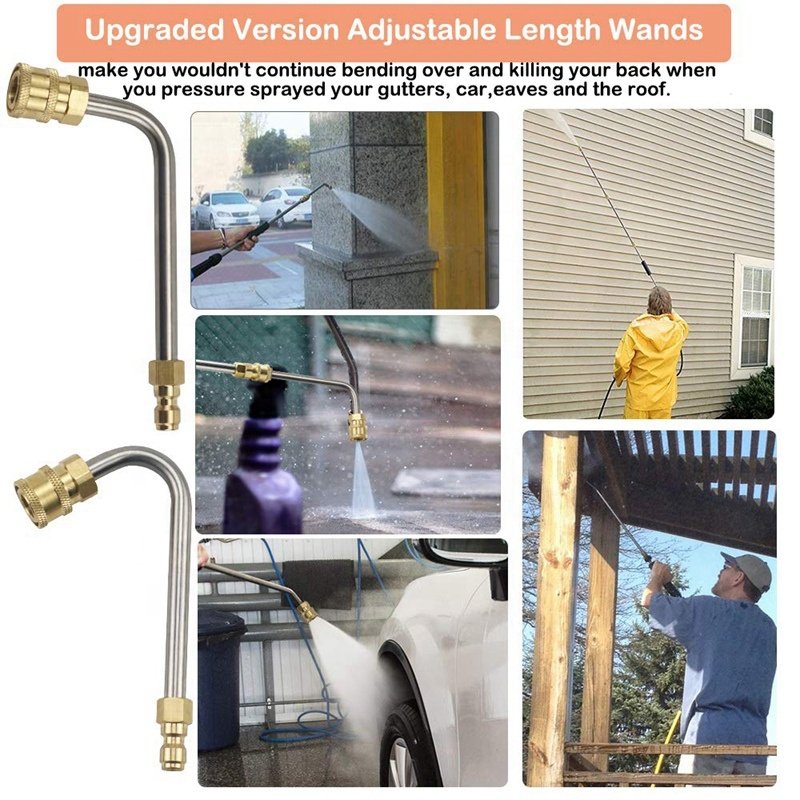High Pressure Washer Gun Extension Wand Set Replacement Power Washer Lance with 6 Nozzle Window Roof Cleaner