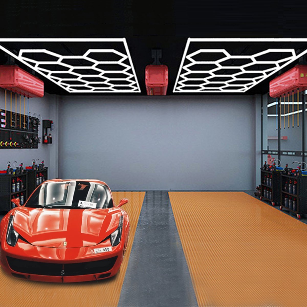 Honeycomb Hexagon Lamp Auto Car Detailing Work Lights Bar Car Wash Station 110v 220v Garage Ceiling Hexagonal Led Light