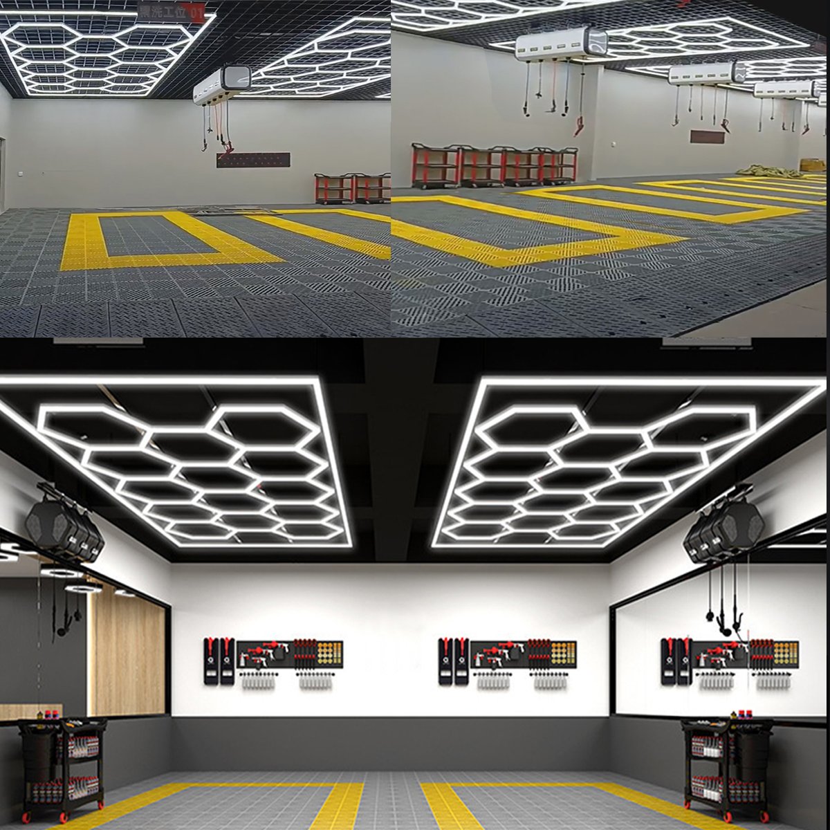 Honeycomb Hexagon Lamp Auto Car Detailing Work Lights Bar Car Wash Station 110v 220v Garage Ceiling Hexagonal Led Light