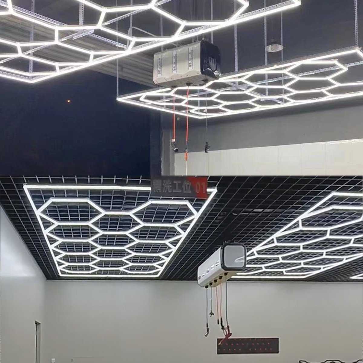 Honeycomb Hexagon Lamp Auto Car Detailing Work Lights Bar Car Wash Station 110v 220v Garage Ceiling Hexagonal Led Light