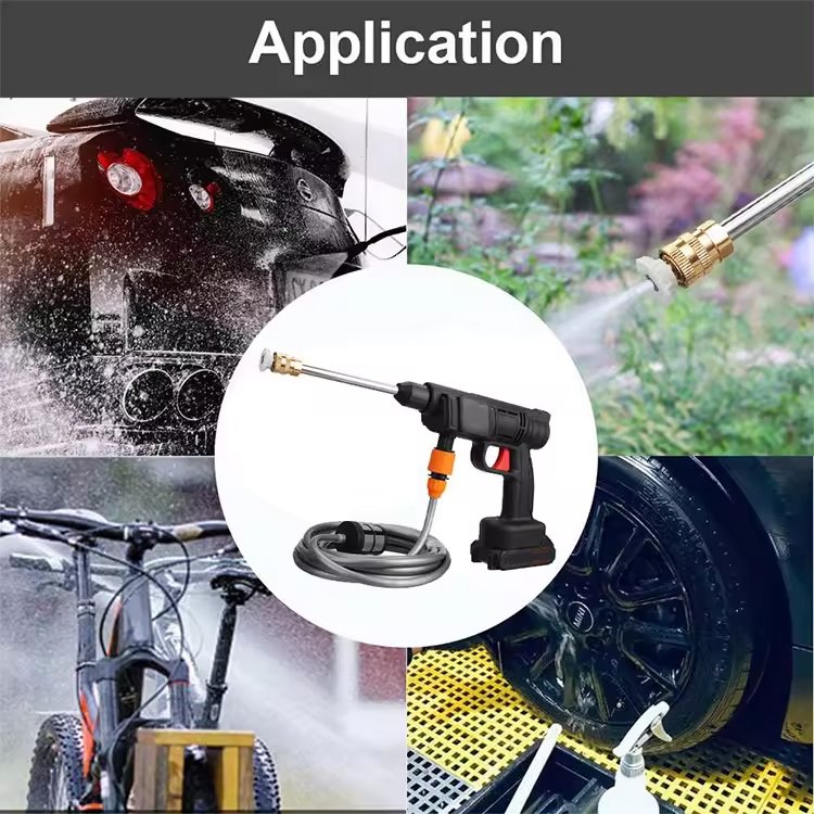 2024 New design wireless Portable 21V rechargeable lithium battery spyra high pressure car washer water gun
