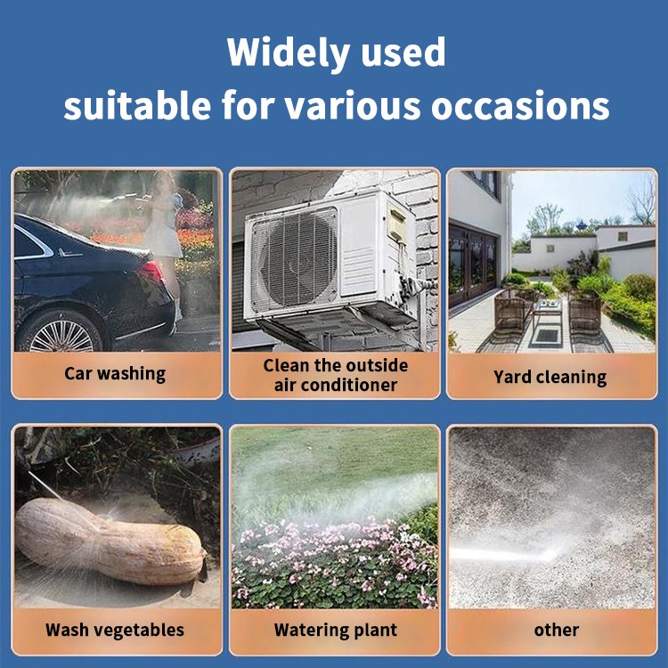 2024 New design wireless Portable 21V rechargeable lithium battery spyra high pressure car washer water gun