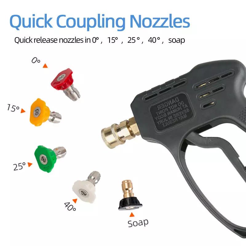 5000 PSI Pressure Washer Gun High Pressure Power Washer Kit With 5 Spray Nozzles 1/4'' Quick Connect M22 Fitting