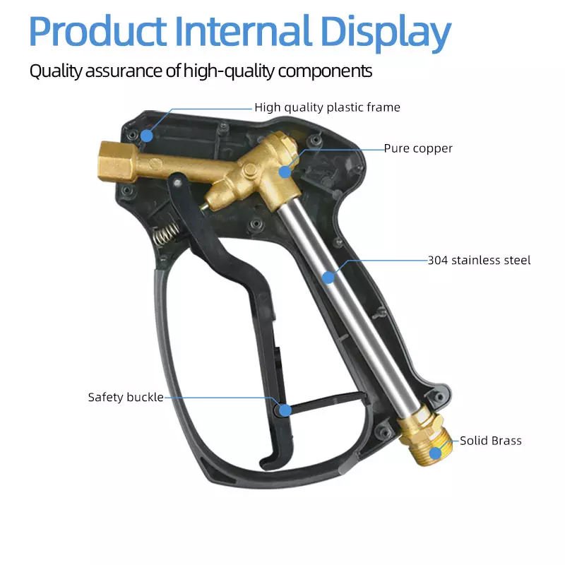 5000 PSI Pressure Washer Gun High Pressure Power Washer Kit With 5 Spray Nozzles 1/4'' Quick Connect M22 Fitting