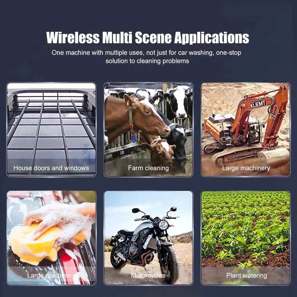 Portable Battery Powered Wireless Car Washing Cleaner Machine Cordless High Pressure Car Washer