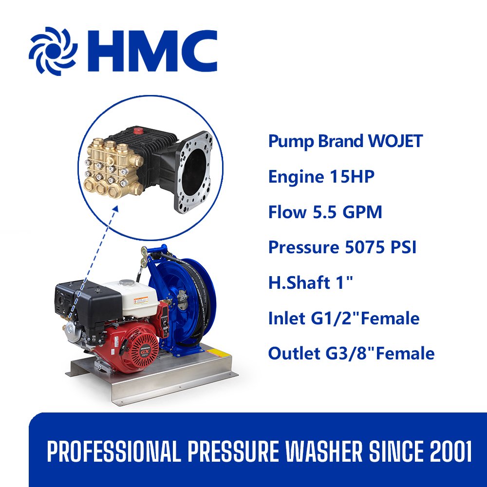 HMC Compact Stainless Steel Chassis High Quality Electric 276bar Japanese Engine Professional Washer Easy for Truck Loading