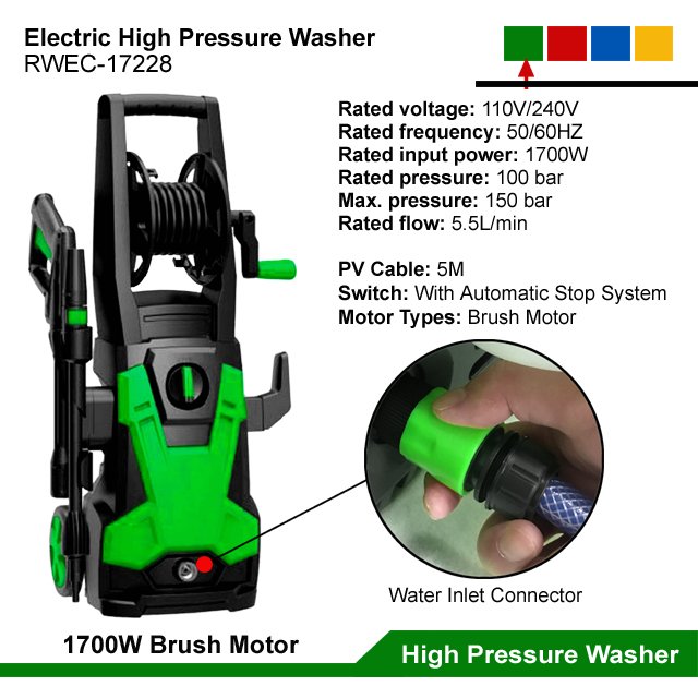 2000W Electric Power High Pressure Cleaner Portable Cold Water Car Wash Pump High Pressure Electric Washing Cleaning Machines
