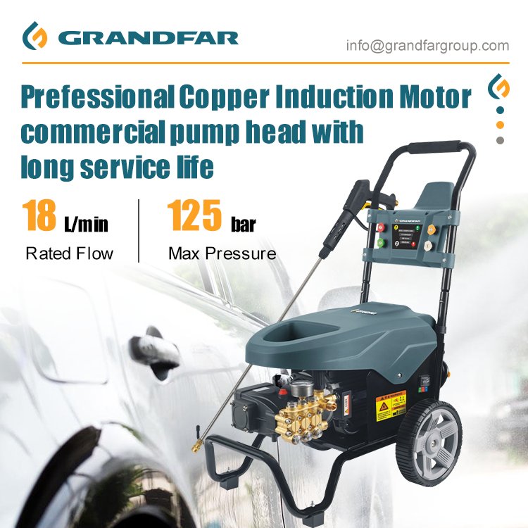 GRANDFAR 1800PSI 12.5MPa Electric Pressure Washer Power Washer 2800W High Pressure Cleaner Machine with 4 Nozzles