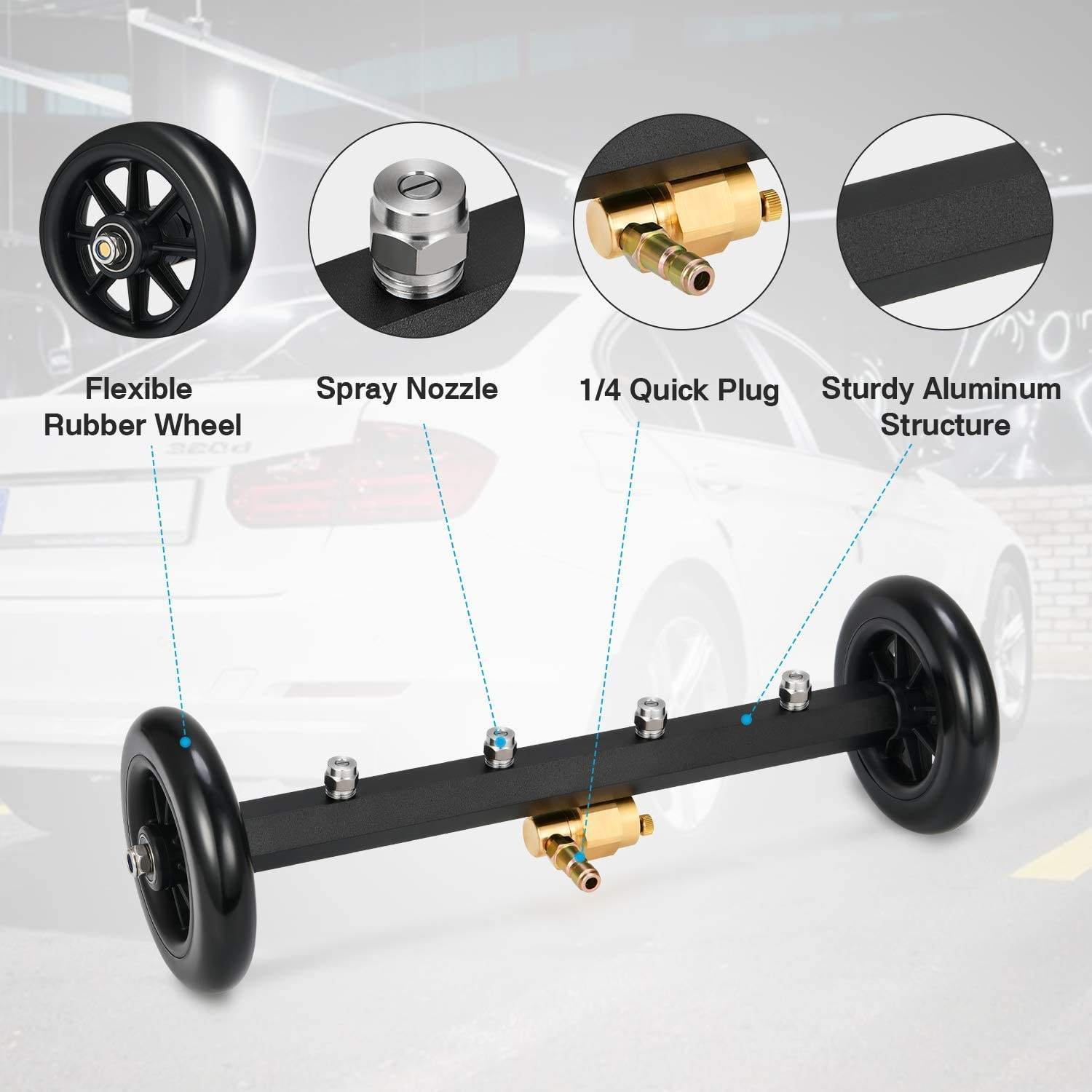 Amazon Hot Selling Under Car Washer Adjustable Multi-Nozzle Scrubber Pressure Washer Surface Cleaner