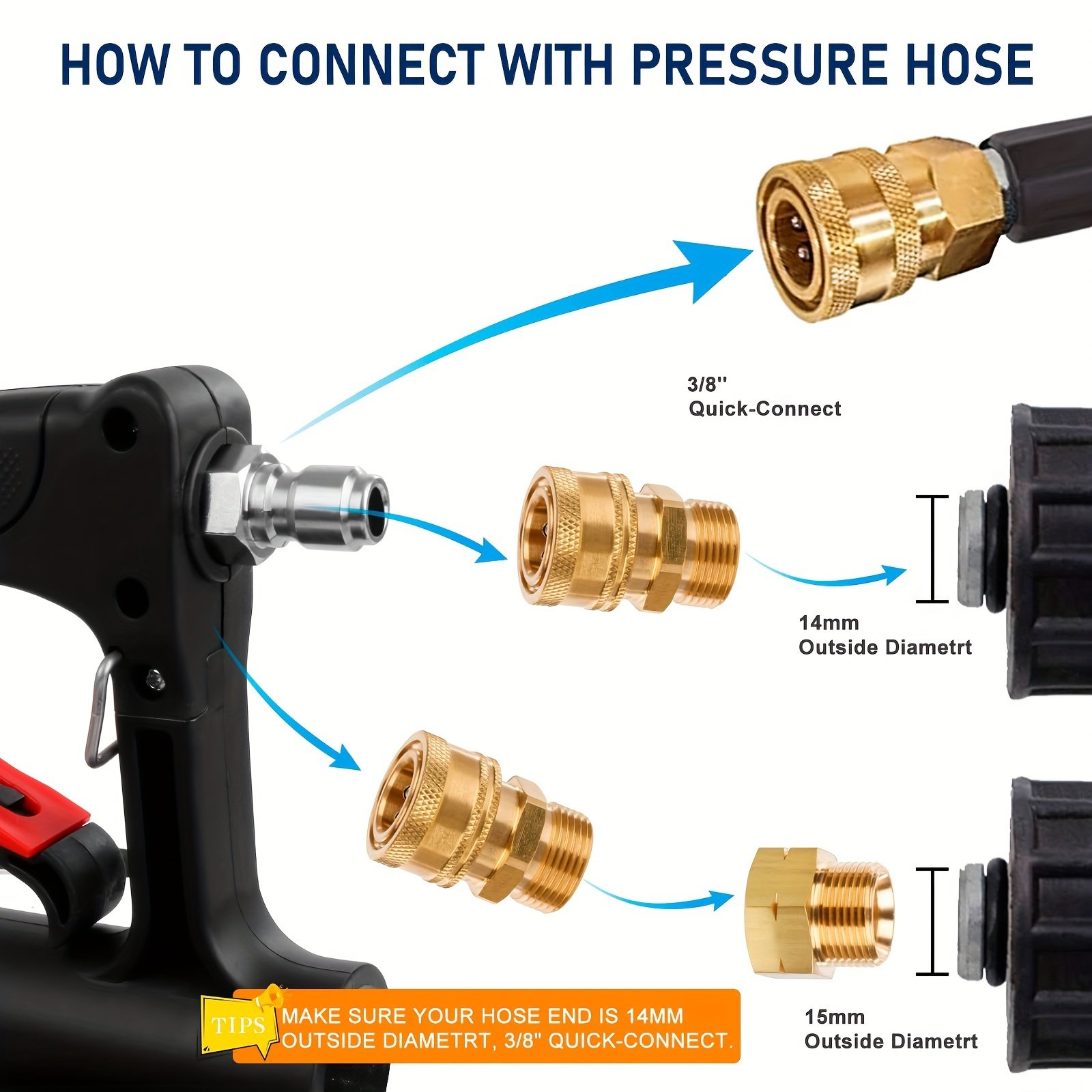 5.5m Telescoping Lance High Pressure Car Washer 1/4 Inch Quick Connection 4000 PSI Window Water Cleaner