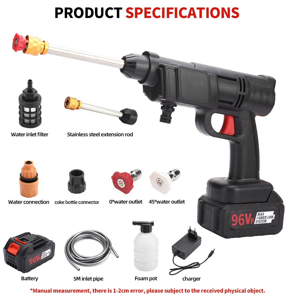 Portable Handheld High Pressure Power Cleaner Cordless Battery Car Washer with Watering Flowers Sprayer Gun
