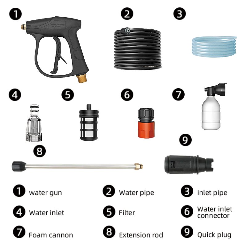 Portable Car Washer Electric High Pressure Water Jet Cleaner With 30cm Lance And Water Gun