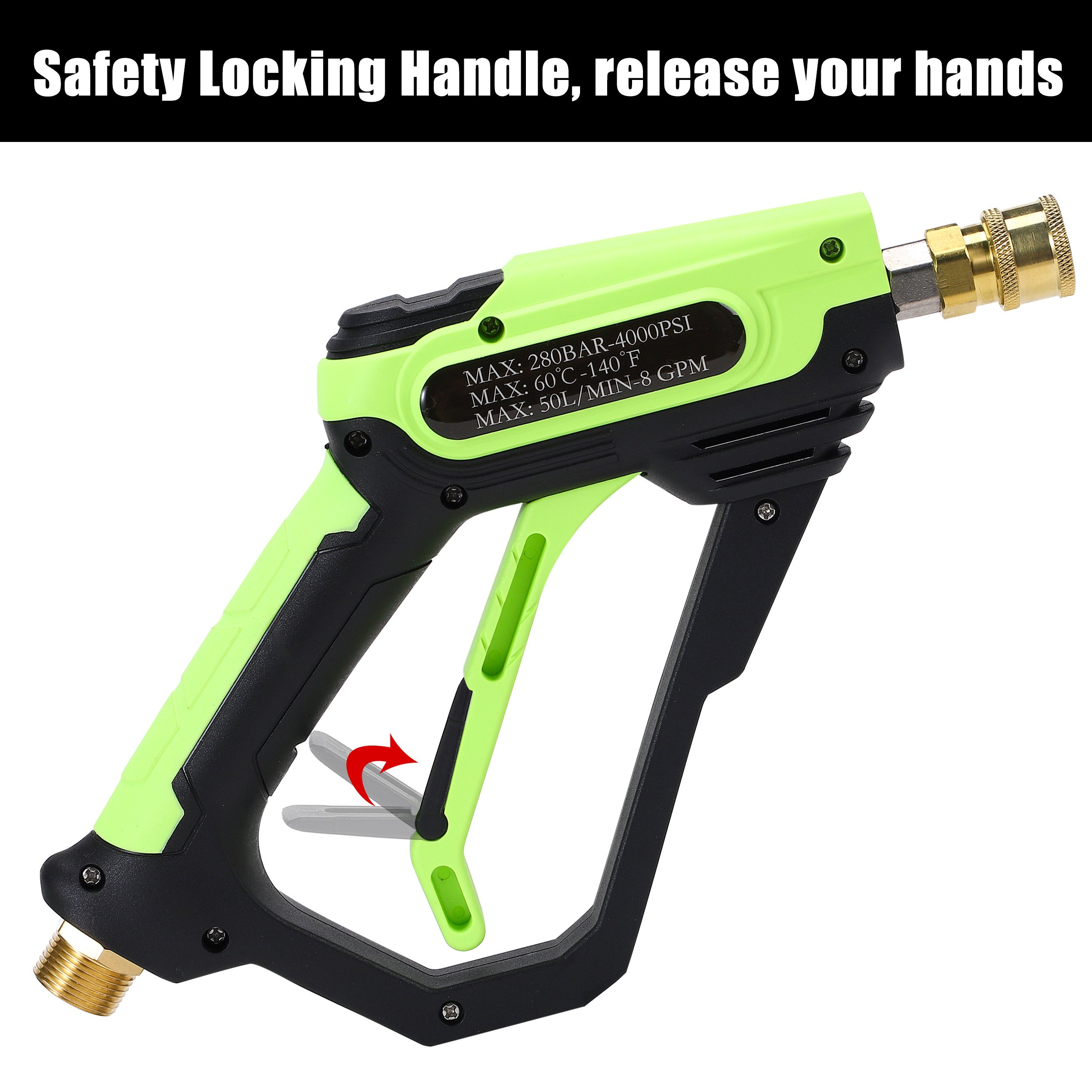 Universal Pressure Washer Short Gun Kit Green Short Power Washer Handle Gun Car Wash Spray Trigger Gun With Mitt