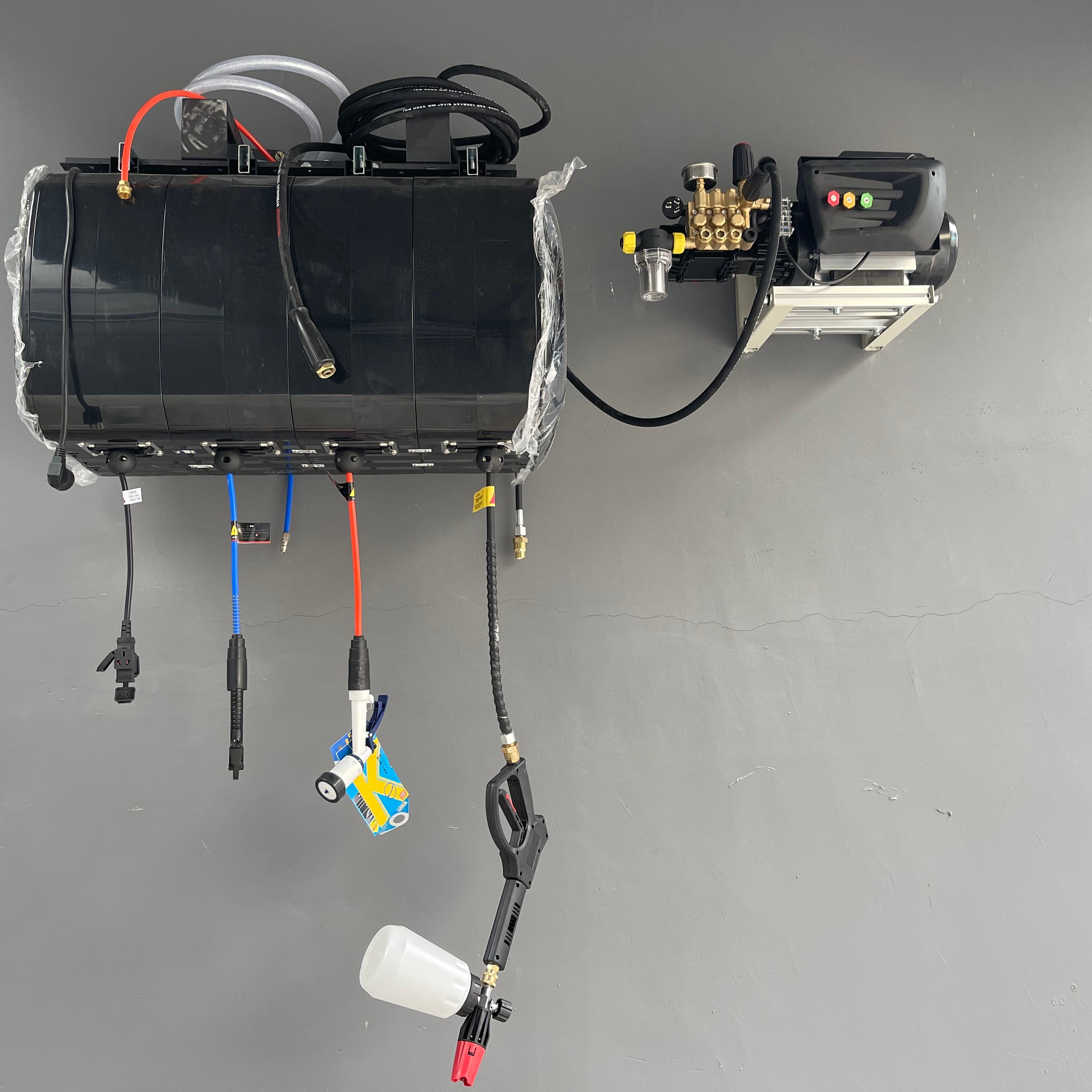 Single Hose Wall-mounted Auto Retractable Air Water Electric Hose Reel Combination Box For Car Detailing Shop