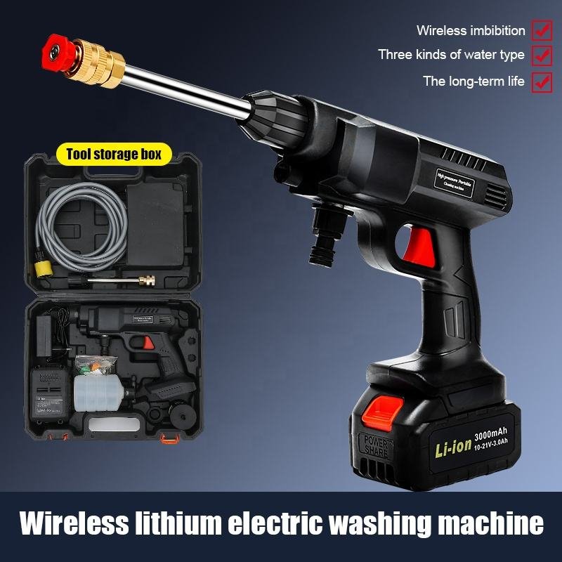 Lithium Battery 30bars High Pressure Cordless Car Washer Wireless Spray Portable Water Gun Cleaning Machine