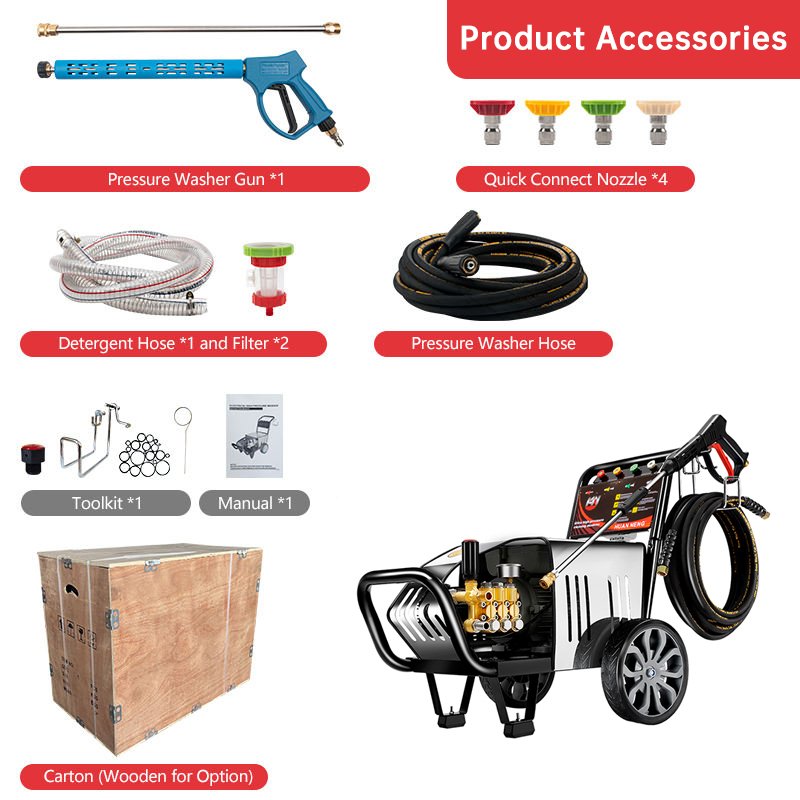 High Pressure Cleaner 300Bar/4350Psi 10Hp Car Washer Heavy Duty Power Washer Industrial Electric High Pressure Washer Machine