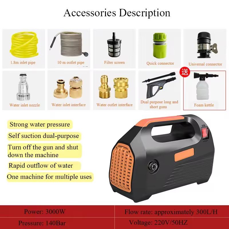 Portable 4403SH High Pressure Car Washer Pump 120 Bars Pressure 5m portable car washer Outlet Hose Home Bike Cleaning12V Voltage