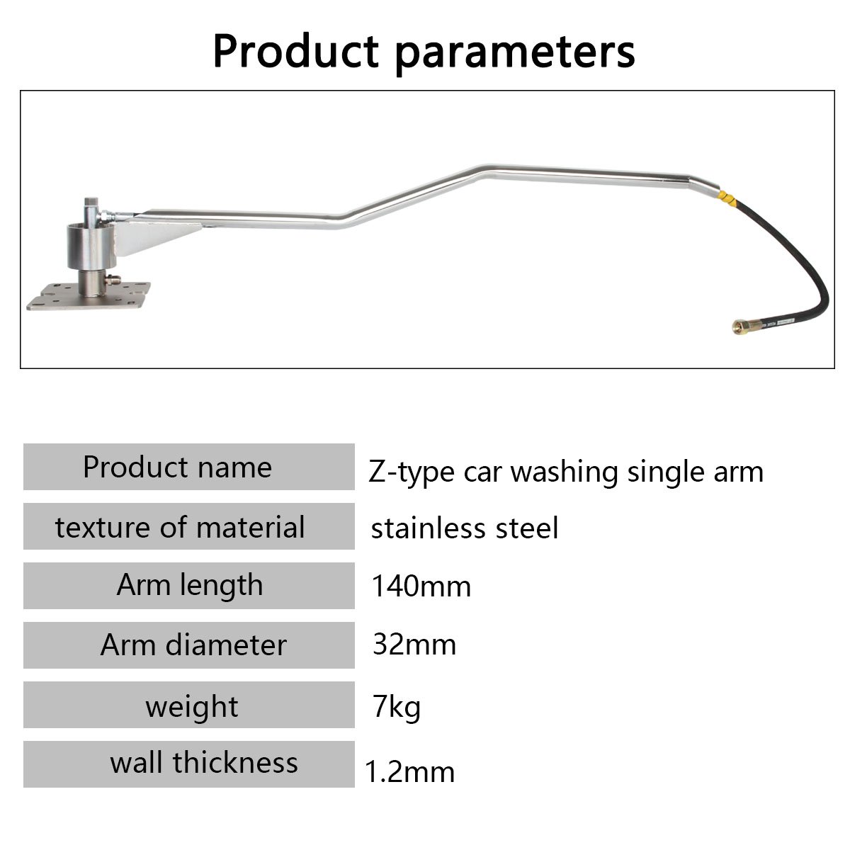 Single Arm Automated Car Wash Z Style Ceiling Boom 8.5kg 5m Water Pipe Stainless Steel Tools For Hand Car Wash