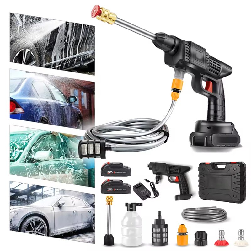 High Pressure Cordless Car Washer Wireless Spray Portable Water Gun Cleaning Machine For Irrigation With Lithium Battery*2