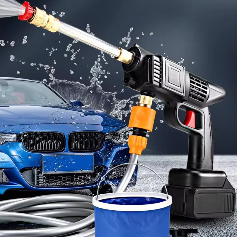 High Pressure Cordless Car Washer Wireless Spray Portable Water Gun Cleaning Machine For Irrigation With Lithium Battery*2