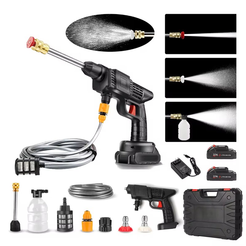 High Pressure Cordless Car Washer Wireless Spray Portable Water Gun Cleaning Machine For Irrigation With Lithium Battery*2