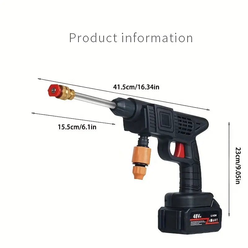 Wireless Portable Car Washer Set Car Cleaning Car Gun-like Wash Tool Kit Orange Plastic Set High Pressure
