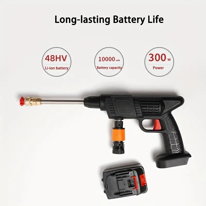 Wireless Portable Car Washer Set Car Cleaning Car Gun-like Wash Tool Kit Orange Plastic Set High Pressure