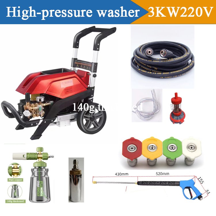220v3000w High Pressure Portable Car Washer Machine Heavy Duty Cleaning Tools Gun New Condition