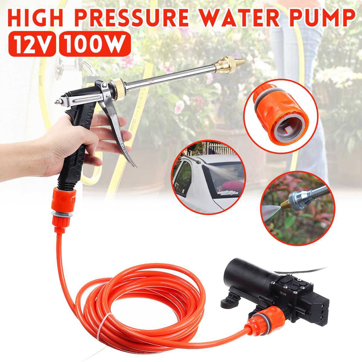 Mini portable wash water pump price car gun electric high pressure 12V 100W 145 PSI Self-Priming Quick car washing machine set
