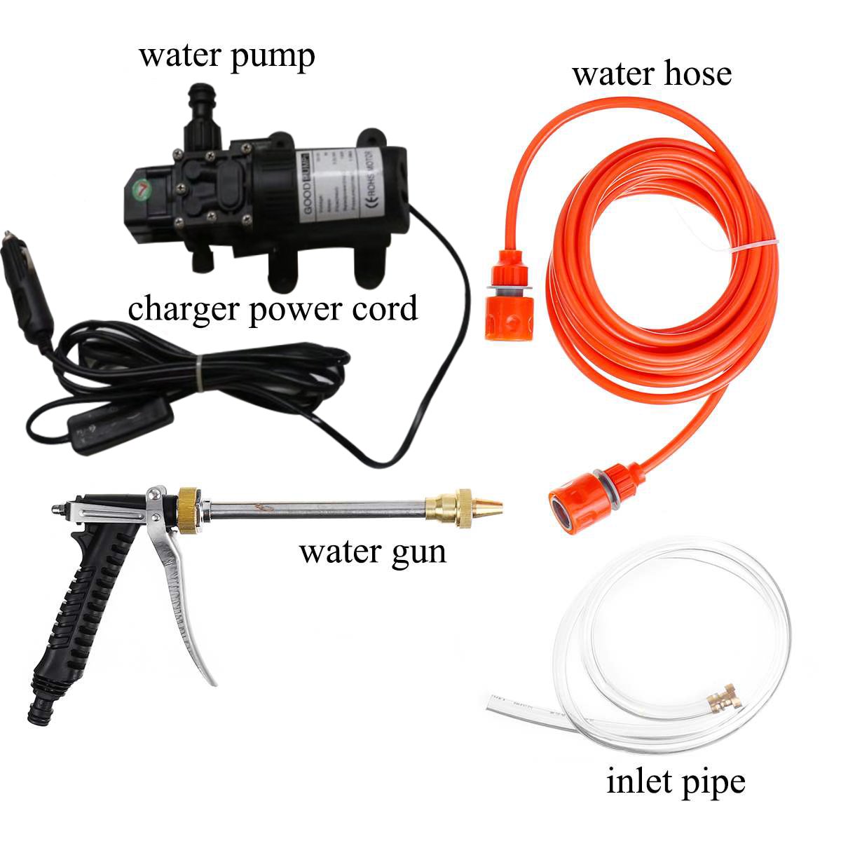Mini portable wash water pump price car gun electric high pressure 12V 100W 145 PSI Self-Priming Quick car washing machine set