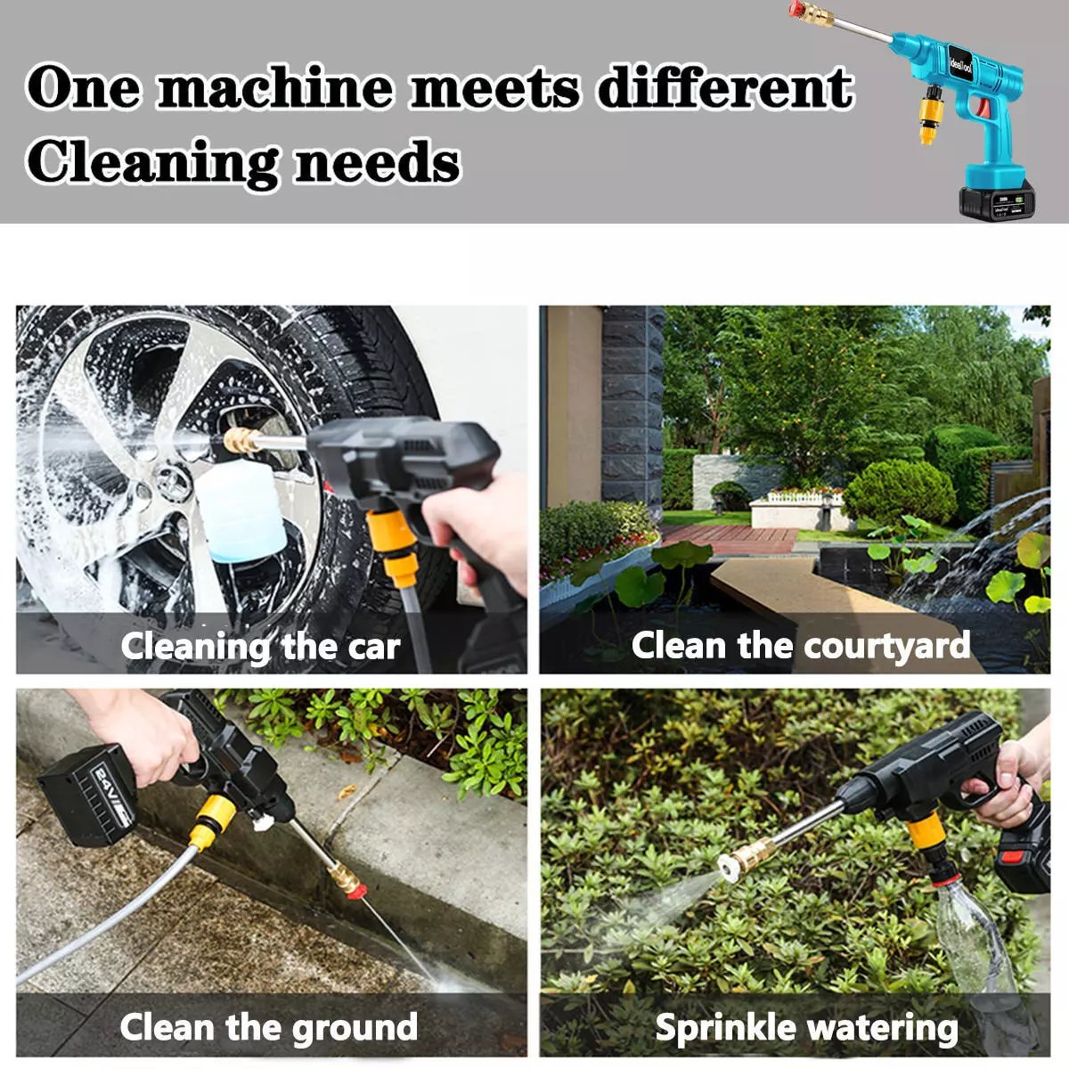 New Wireless High Pressure Car Washer Portable Car Yard Machine Water Cleaner Gun