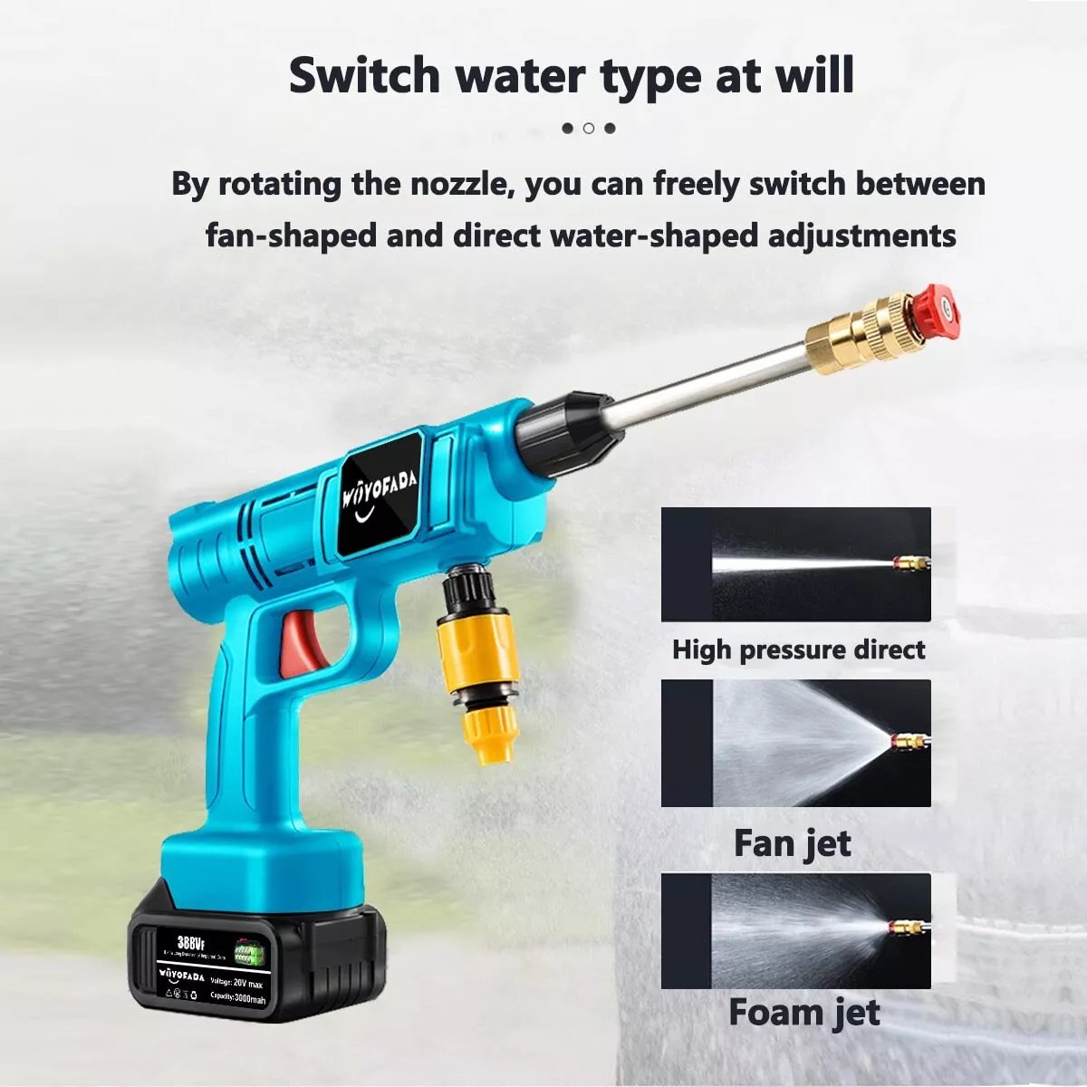 New Wireless High Pressure Car Washer Portable Car Yard Machine Water Cleaner Gun
