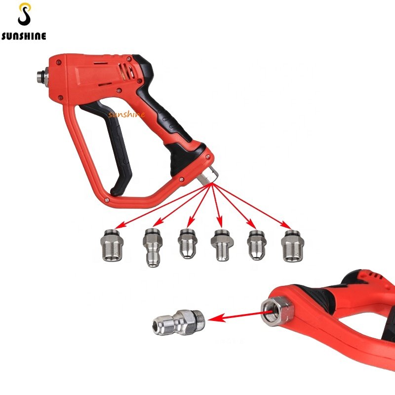 SS 280Bar High Pressure Washer Gun With Extension Rod 5 Color Nozzle Multifunctional Adapter Quick Plug Fitting For Car Washing