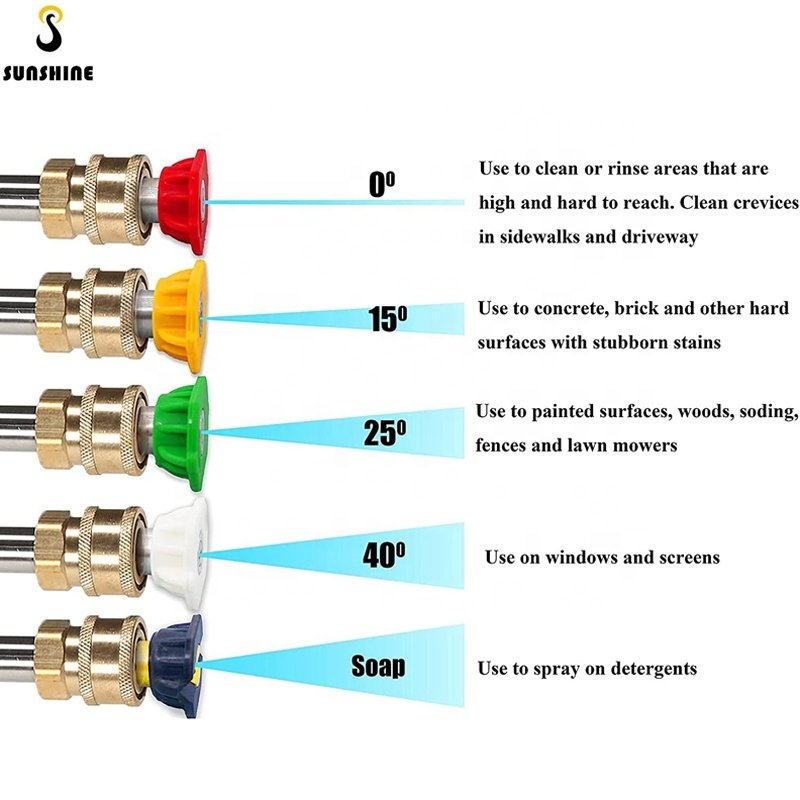 SS 280Bar High Pressure Washer Gun With Extension Rod 5 Color Nozzle Multifunctional Adapter Quick Plug Fitting For Car Washing